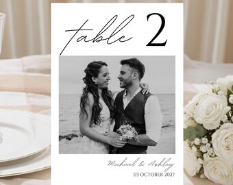 Photo Table Sign Wedding Table Number 5 x 7 Table numbers Place Cards 4 x 6 Table Number Printable Table Number Cards Editable Number Sign
