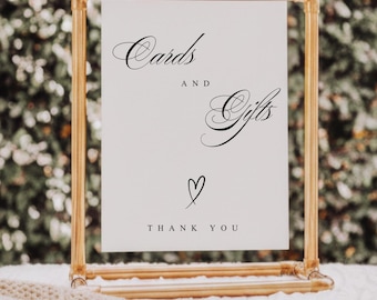 Minimal Cards And Gifts Sign Wedding Boho Cards and Gifts Printable Sign Elegant Reception Signage Canva Editable Template Digital Download