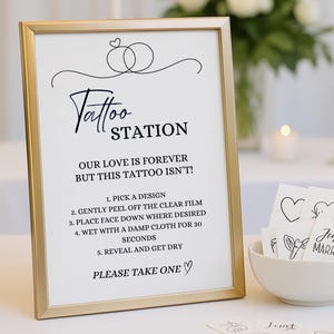 Temporary Tattoo Station Sign Wedding Tattoo Bar Template Wedding Favor Temporary Tattoo Bar Bachelorette Party Template Wedding Tattoo Gift