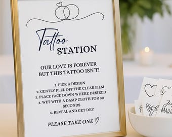 Temporary Tattoo Station Sign Wedding Tattoo Bar Template Wedding Favor Temporary Tattoo Bar Bachelorette Party Template Wedding Tattoo Gift