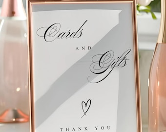 Cards and Gifts Wedding Sign Editable Template Wedding Present Sign Simple Gift Table Sign Modern Gifts Reception Signage DIY Bridal Shower