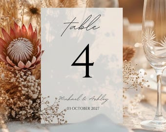 Wedding Table Number Card Guest Seating Placecard Canva Editable Template Place Card DIY Table Number Sign Wedding Table Numbers Template