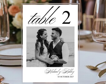 Modern Table Number Polaroid Place Card Guest Seating Wedding Table Picture Signs Polaroid Style Print Custom Picture Table Number Elegant
