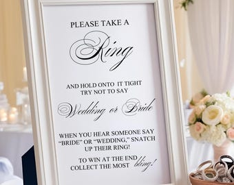Bridal Shower Games Wedding Shower Game Sign Bridal Shower Ring Game Bridal Shower Printable Sign Bridal Day Ring Game Put a Ring on it Sign
