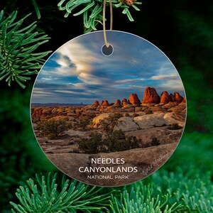 Scenic Canyonlands Ceramic Ornament Needles Sunset Captured by Koral Martin Labeled with Needles Canyonlands National Park, Keepsake image 2