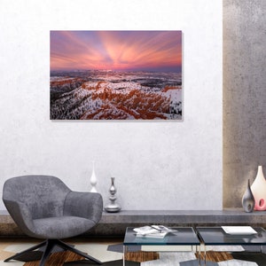 Winter Bryce Canyon Photo Print on Metal with Stunning Sunset - Spectacular Utah National Park Art on Metal  - Available in Multiple Sizes