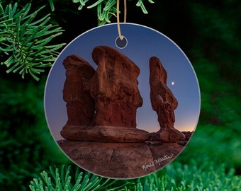 Devils Garden Ornament, Three Sisters at Sunset, Escalante Utah Ornament, Beautiful Utah Art for Christmas Tree, Grand Staircase-Escalante