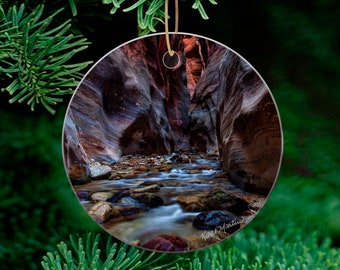 Kanarraville Slot Canyon Ornament With Creek, Escalante Utah Ornament, Beautiful Utah Art for Christmas Tree,  Kanarra Creek Ornament,