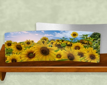 Sunflowers on Curved Metal Print - The Perfect Shelf and Desk Decor - Captivating Sunflower Photo in Multiple Sizes