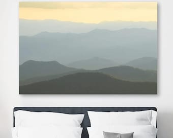 Blue Ridge Mountains Print on Metal - Sunset along Blue Ridge Parkway Photograph by Koral, Multiple sizes