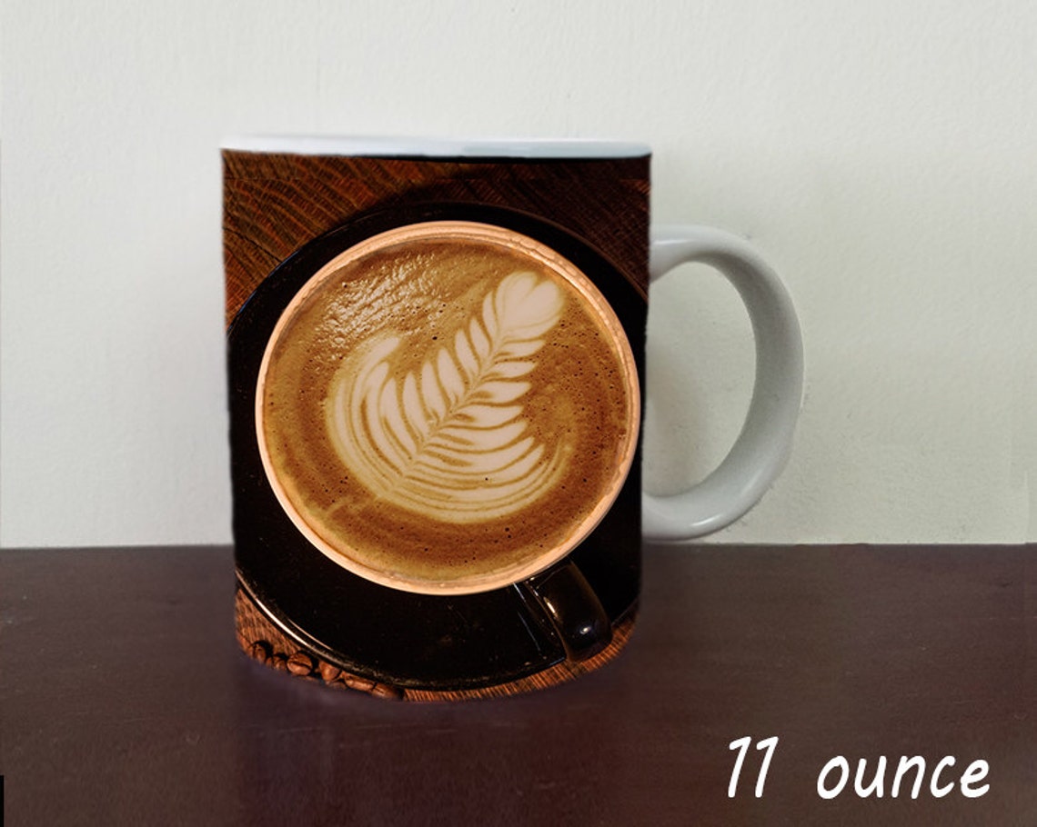 Coffee Themed Latte Art Ceramic Mug Coffee Fun Mug With Latte - Etsy