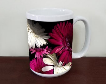 Gerbera Daisies. Floral Coffee Mug, Floral Art, Gerbera Daisy Flower, Tea Mug, Unique mug, flowers on mug