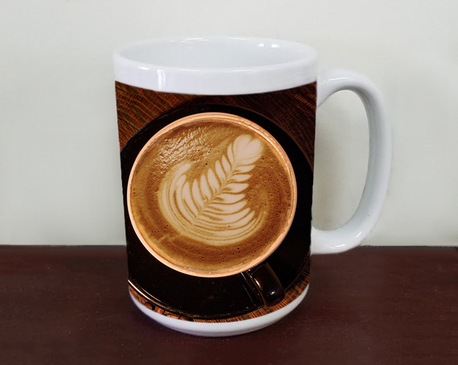 Coffee Themed Latte Art Ceramic Mug Coffee Fun Mug With Latte - Etsy