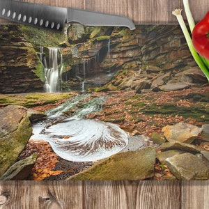 Elakala Falls West Virginia  Cutting Board - Nature-Inspired Tempered Glass Board for Your Kitchen - Blackwater Falls State Park Photo