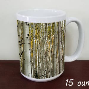 Unique Aspen Coffee Mug with a Captivating Image of the Dark Canyon Trail at Kebler Pass Colorado, 2 sizes available