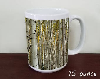 Unique Aspen Coffee Mug with a Captivating Image of the Dark Canyon Trail at Kebler Pass Colorado, 2 sizes available