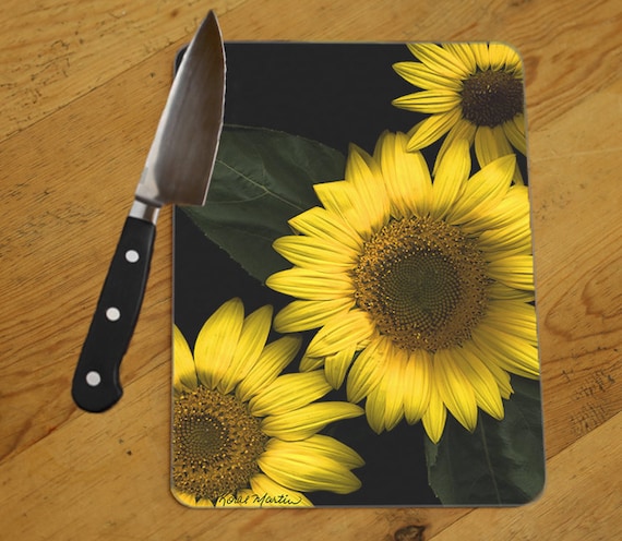 Unique Sunflower Cutting Board: Functional and Stylish Tempered