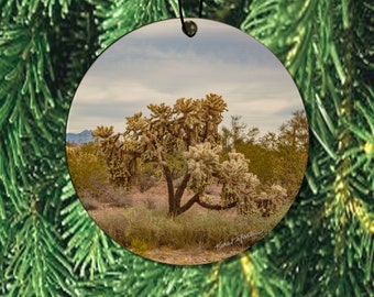 Cholla Cactus Ornament made of wood, Lost Dutchman Ornament, Apache Trail, Phoenix Arizona Art, joshua tree Ornament for Christmas Tree