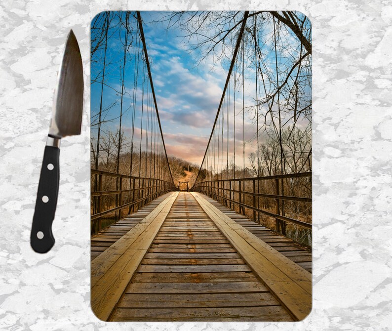 Suspension Bridge Cutting Board Lake Of The Ozarks Tempered Glass Board Missouri Swinging Bridge 2 Sizes