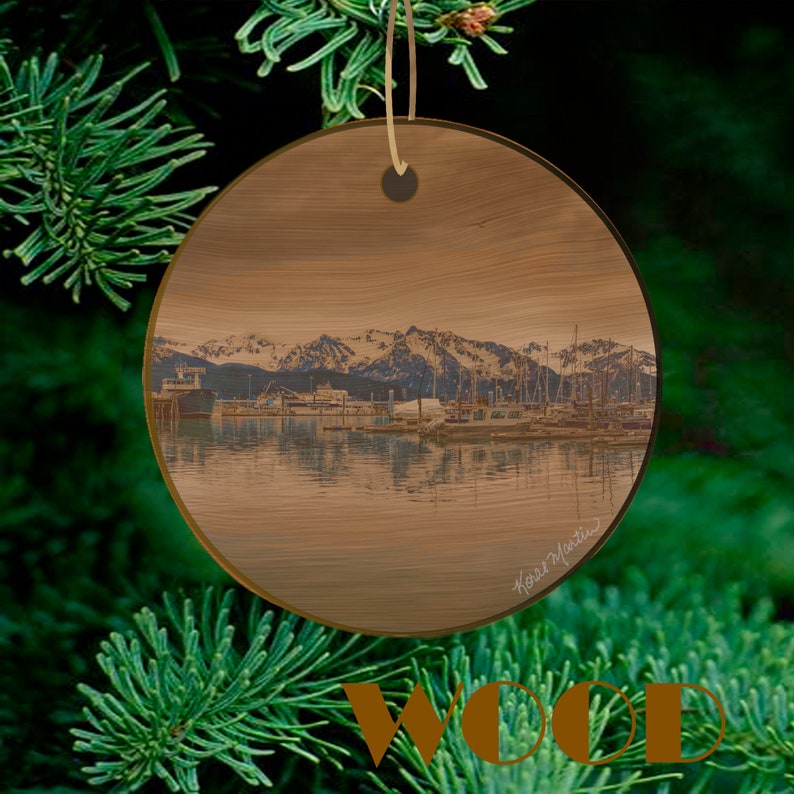 Seward Ornament with Docks at Seward Alaska Photograph, Seward Port Ornament, Alaska Christmas Ornament, Alaska Keepsake image 2