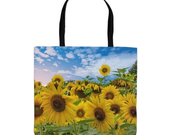 Sunflower Tote Bag With Field Of Sunflowers Photo - Stylish And Durable Cotton Tote