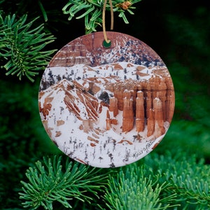 Breathtaking Bryce Canyon: Winter Edition Ornament with Watercolor look Bryce National Park  Travel Keepsake - Wood or Ceramic