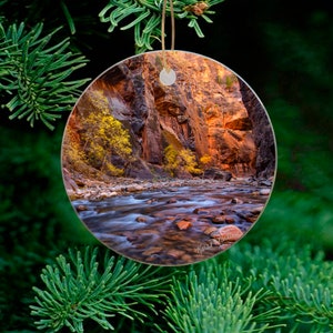 Fall at Zion Narrows Ornament a unique Slot Canyon Utah Ornament, Beautiful Fall Canyon Art for Christmas Tree,  Zion National Park