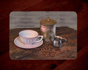 Beautiful Coffee Lover Cutting Board - Photo of Vintage Coffee Pieces, available in 2 sizes