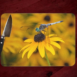 Dragonfly Cutting Board, floral cutting board, Dragonfly Decor, black-eyed susan, Wildflower Chopping Board | Floral Cheese board