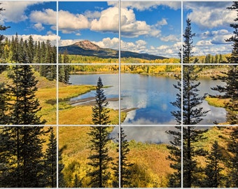 Colorado Lake Ceramic Tile Mural Backsplash with Woods Lake Photograph - Rustic Charm Meets Natural Beauty!