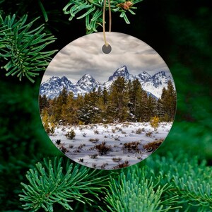 Winter Wonderland: Grand Teton National Park Ceramic Ornament  and Unique Grand Teton Keepsake