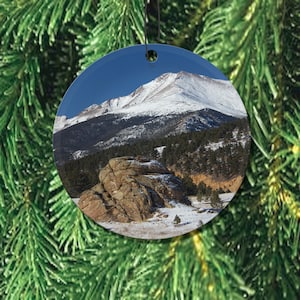 Estes Park Colorado Ceramic Ornament, Boulder Colorado Ornament, Rocky Mountains,  Christmas Tree Colorado Art