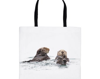 Sea Otter Tote Bag - An Otter Lover's Must-Have: Stylish Tote Bags Showcasing Koral Martin's Alaska Collection, 3 sizes