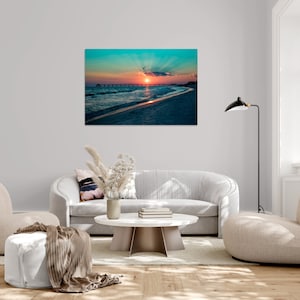 Captivating Ocean Sunset Photo Print on Metal - Breathtaking Beach Art | Various Sizes Available