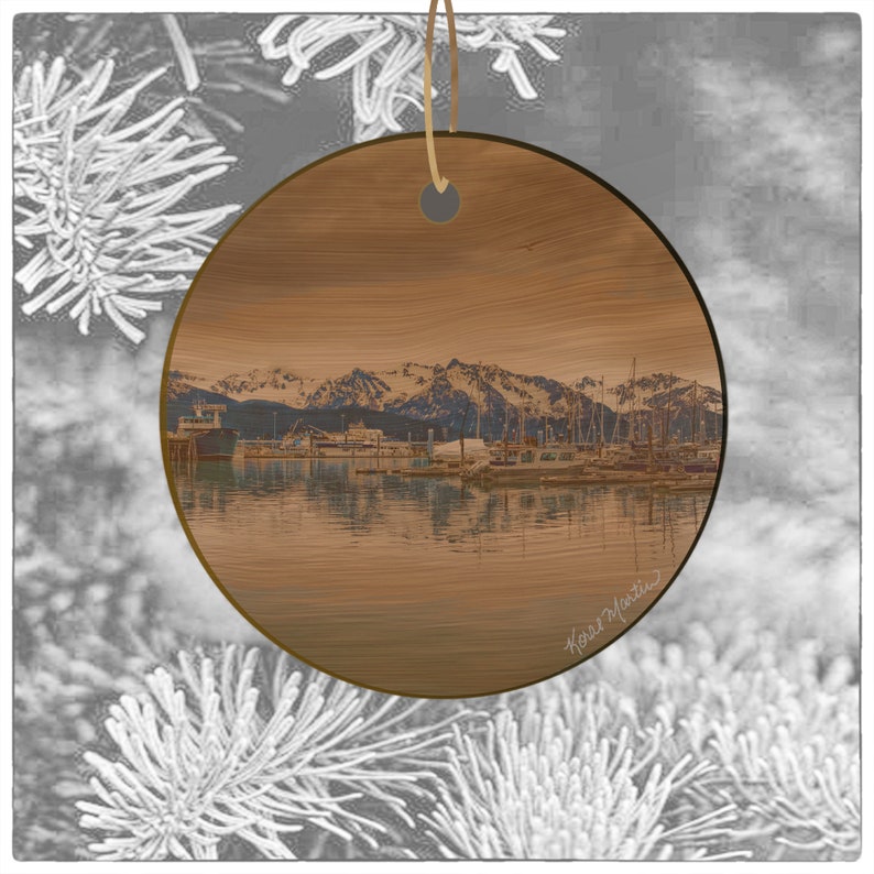 Seward Ornament with Docks at Seward Alaska Photograph, Seward Port Ornament, Alaska Christmas Ornament, Alaska Keepsake image 4