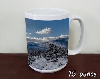 Winter Rocky Mountain National Park Mug - Colorado Mountains Coffee Cup - 2 Sizes Available