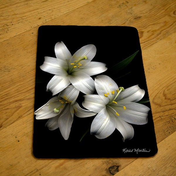 Easter Lily Cutting Board with Easter Lilies Photo, Unique Floral Glass Cutting Board, Floral Art, White Lilies Counter Protector & Trivet