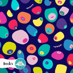 Abstract Boob Seamless Pattern - Breast Cancer Awareness Digital Download - Bold Feminist Art - Body Positive Fabric Surface Design