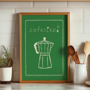 Cafecito Poster, Cute Kitchen Wall Art, Coffee Poster, Trendy Coffee Wall Art, Digital Download, Spanish Kitchen Decor, Coffee Art Print