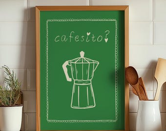 Cafecito Poster, Cute Kitchen Wall Art, Coffee Poster, Trendy Coffee Wall Art, Digital Download, Spanish Kitchen Decor, Coffee Art Print