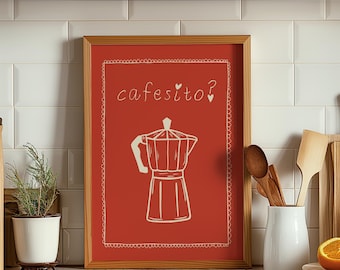 Coffee Print, Retro Wall Art, Printable Wall Art, retro prints, Minimal Drawing Kitchen Decor, Coffee Poster, Cute Home Decor, Coffee Art,