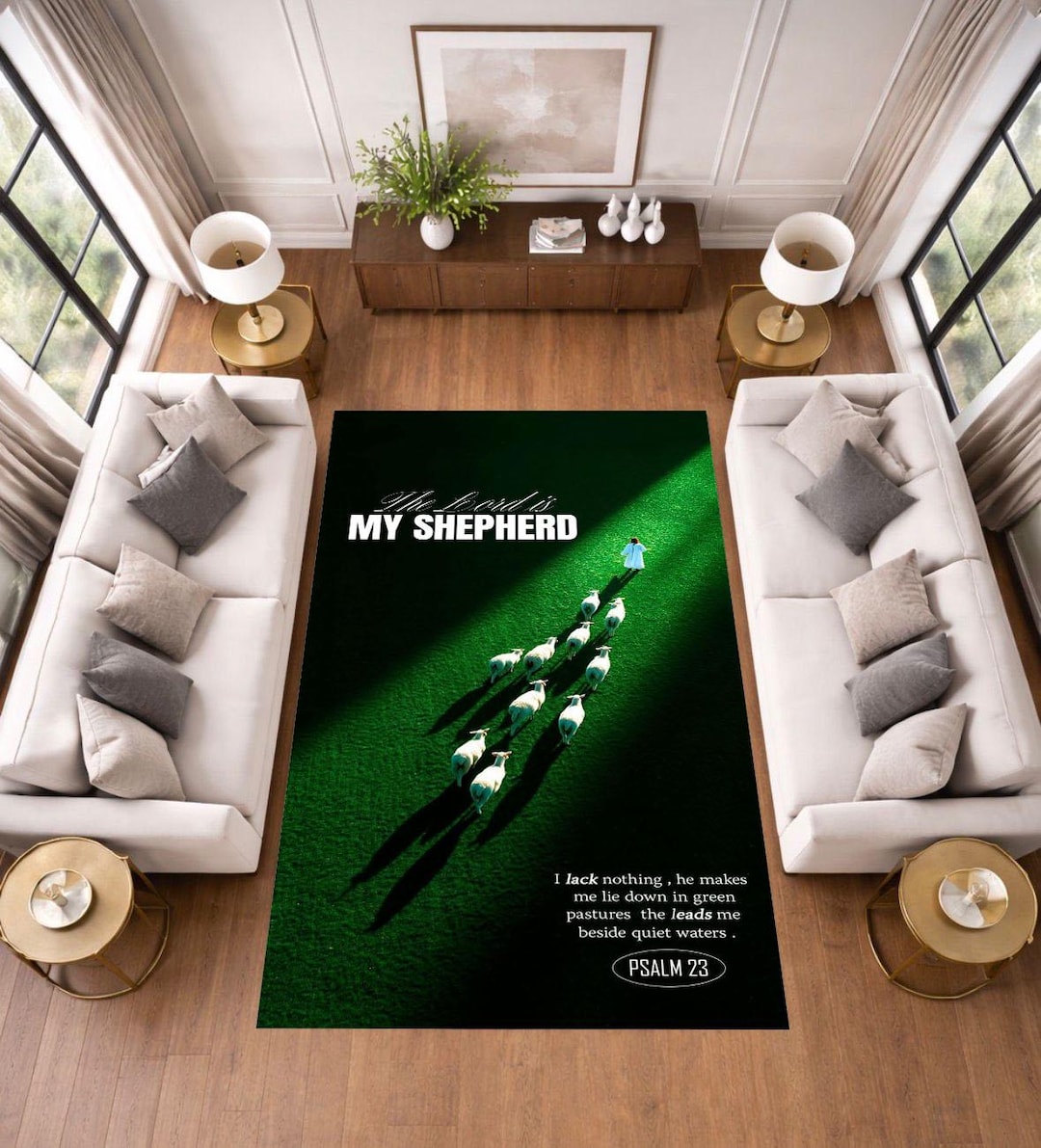 Christian Psalm 23 Rug, the Lord is My Shepherd Rug, Faith Inspired ...