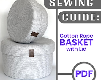 Sewing Tutorial for Cotton Rope Basket with Lid, Tutorial PDF, digital download