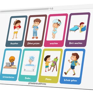 Digitale visuelle Lernkarten | Alltag strukturieren für Kinder | PDF A4 zum Ausdrucken & Ausschneiden | Routinekarten | SeelenkraftPrints