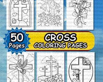 50 Pages/ Cross Coloring Book/ Coloring Pages for Kids/ PDF File/Digital Download/ A4 Size/Kids Coloring Activity/Coloring Pages/Birthday