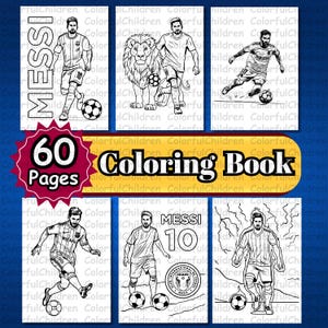 60 Pages/ Football/ Coloring Book/ Coloring Pages for Kids/PDF File/Digital Download/ A4 Size/Kids Coloring Activity/Coloring Pages/Birthday