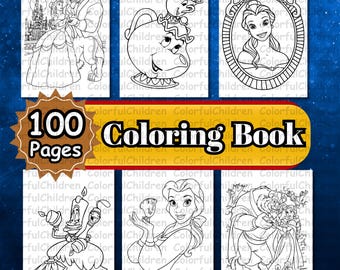 100 Seiten/ Malbuch/ Ausmalseiten für Kinder/ PDF Datei/Digitaler Download/A4 Größe/Kinder färben Aktivität/Malseiten/Prinzessin ausmalen
