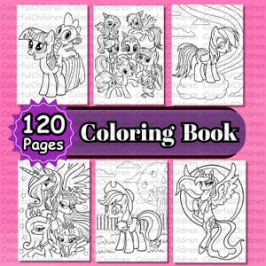 120 Seiten/ Malbuch/ Ausmalseiten für Kinder/PDF Datei/Digitaler Download/ A4 Größe/Kinder färben Aktivität/Malseiten/Geburtstagsaktivität