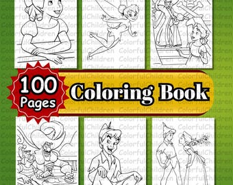 100 Pages/ Coloring Book/ Coloring Pages for Kids/ PDF File/Digital Download/A4 Size/Kids Coloring Activity/Coloring Pages/Birthday Activity