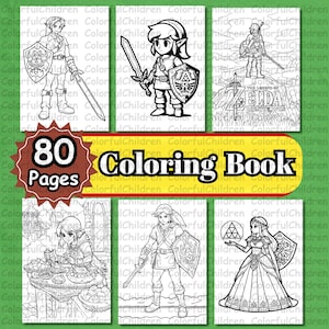 80 Pages / Coloring Book / Coloring Pages for Kids/ PDF File/ Digital Download / A4 Size / Kids Coloring Activity / Coloring Pages/ Birthday